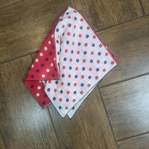 Vintage Patriotic Polka Dot Pocket Square Handkerchief - Picture 4 of 6
